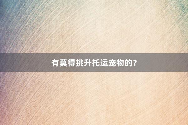 有莫得挑升托运宠物的？